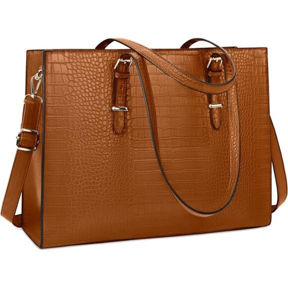 Tote Bag Vegan Leather Classy Large Capacity Orange - Picture 1 of 6